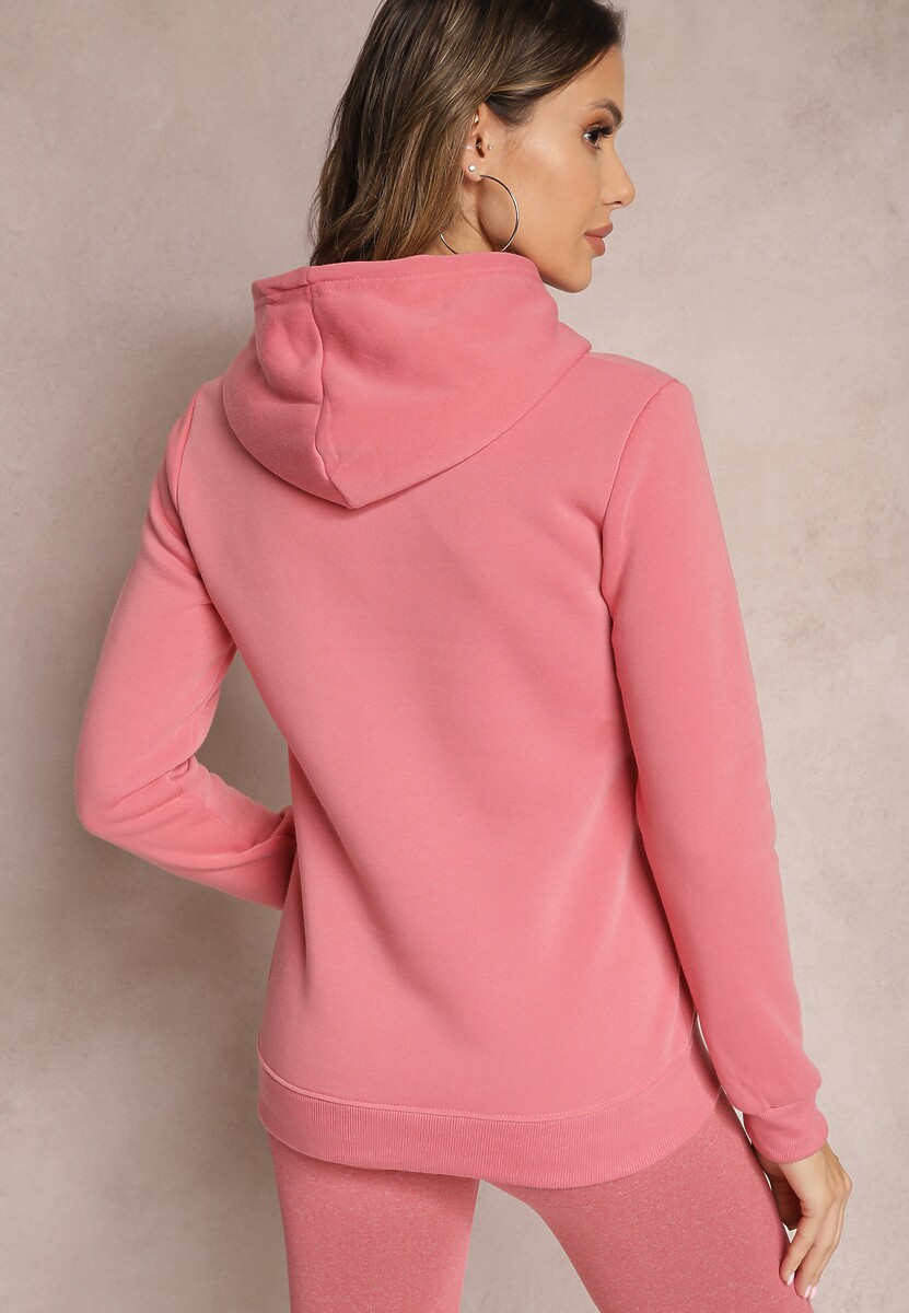 Różowa Bluza z Kapturem i Ozdobnym Nadrukiem Kliorre