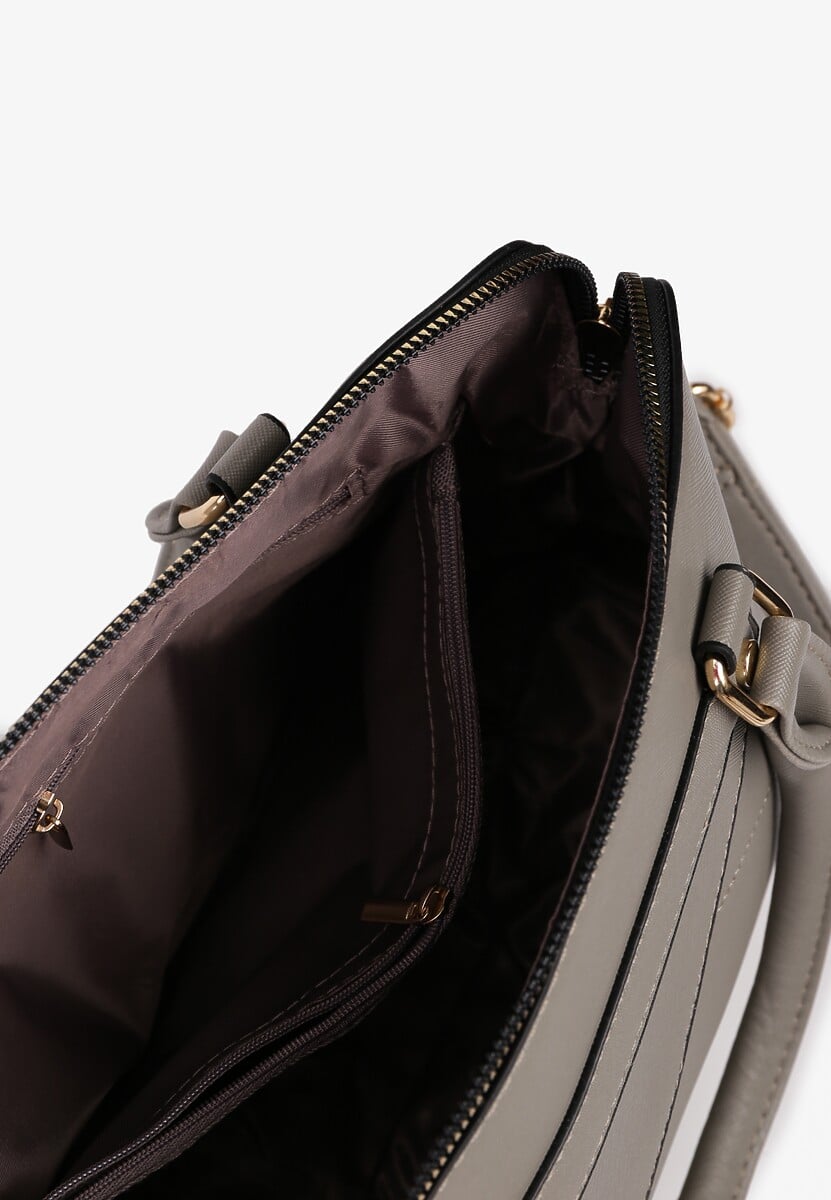 Szara Trapezowa Torebka na Ramię z Regulowanym Paskiem Moonxena