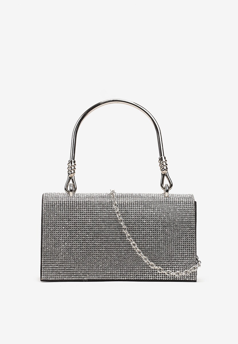 Czarna Mała Torebka w Cyrkonie z Rączką i Łańcuszkiem Haloa