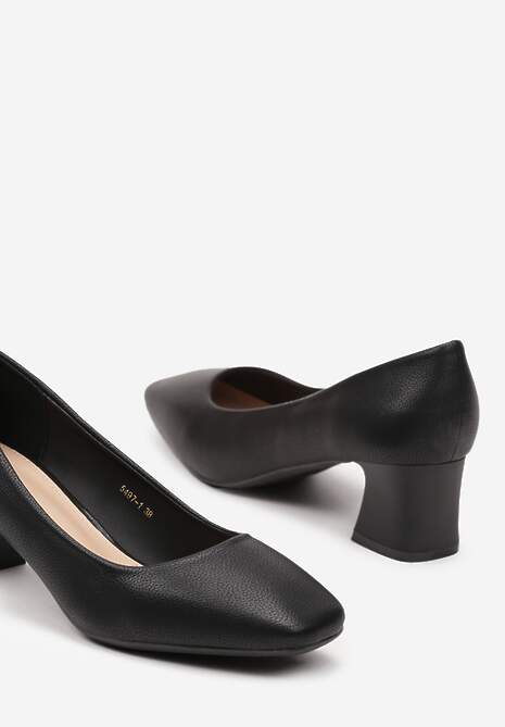 Czarne Casualowe Czółenka na Słupku z Kwadratowym Noskiem Brannessa