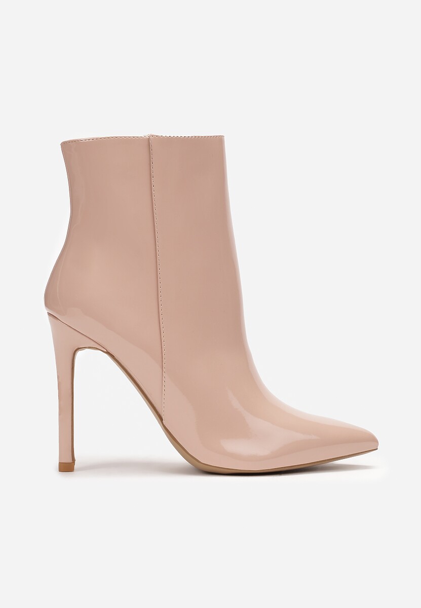 Beżowe Botki na Szpilce ze Szpiczastym Noskiem Fancevi