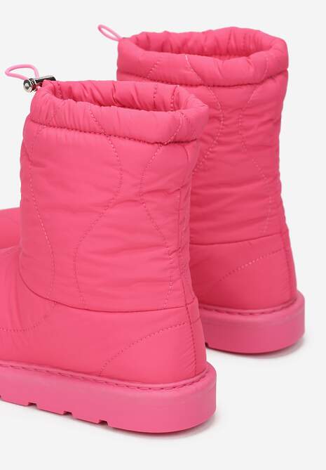 Fuksjowe Ocieplane Śniegowce z Protektorem z Pikowanego Materiału Siani