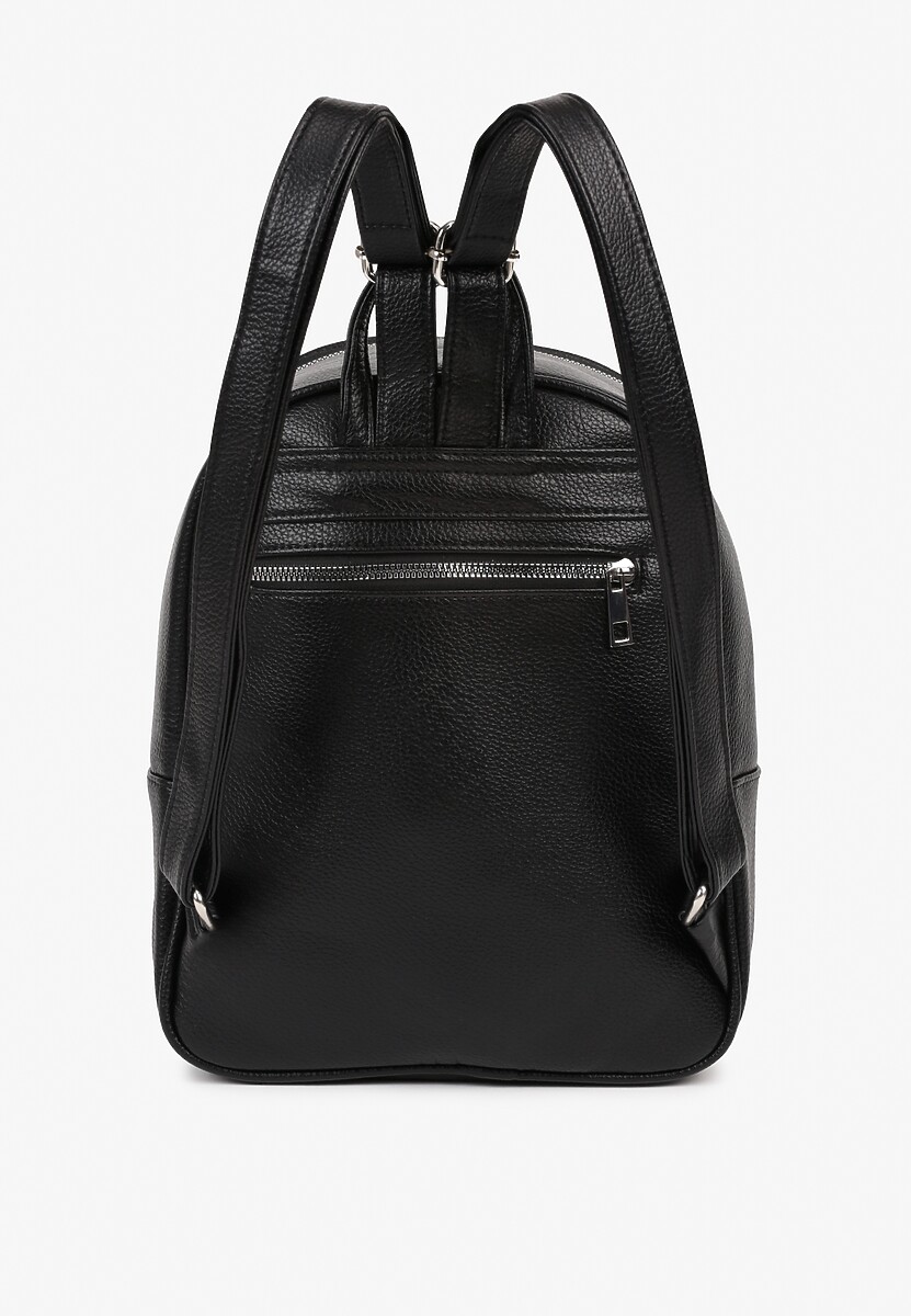 Czarny Casualowy Plecak z Metalicznym Zdobieniem Paseniela