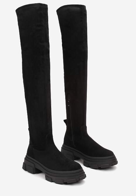 Czarne Kozaki na Grubej Podeszwie za Kolano Nimva