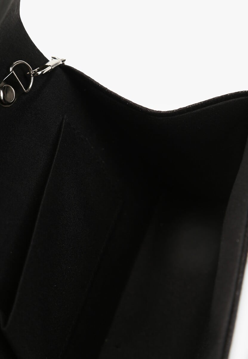 Czarna Błyszcząca Torebka z Rączką i Łańcuszkiem Joline