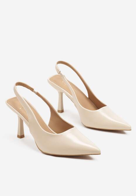 Jasnobeżowe Sandały na Szpilce Slingback Falithra
