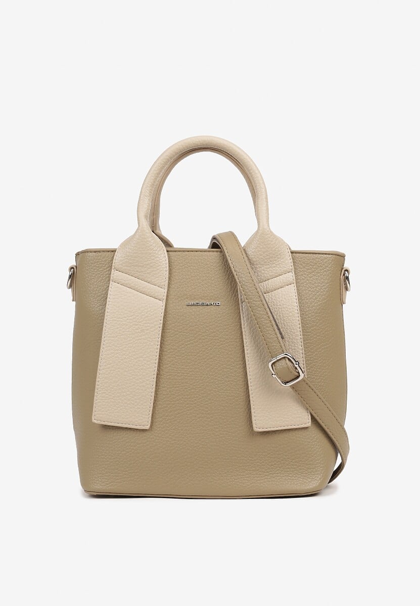 Ciemnobeżowa Torebka z Ozdobnymi Uchwytami i Regulowanym Paskiem Meraneth