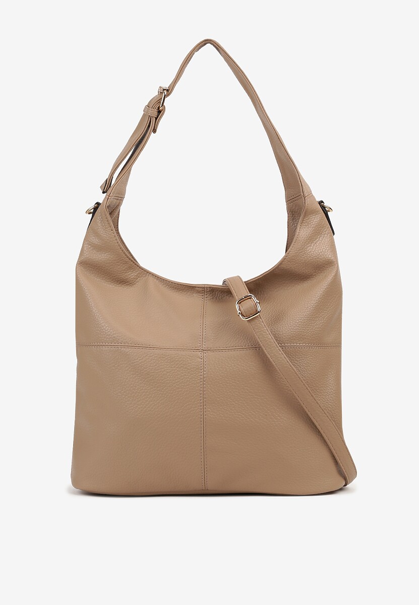 Ciemnobeżowa  Torebka Typu Hobo z Dołączonym Regulowanym Paskiem Senawin