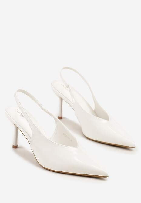 Białe Czółenka Sandały Slingback Vices na Obcasie Typu Szpilka Tilionea