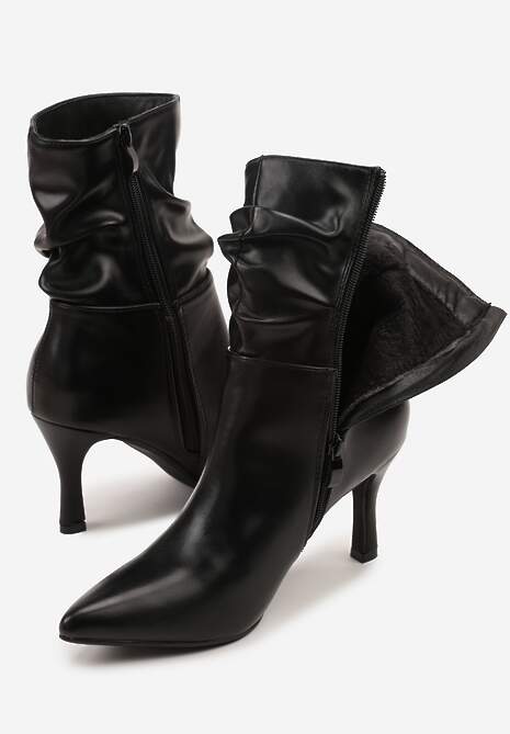Czarne Botki Vices Slouchy na Szpilce Ilaffie