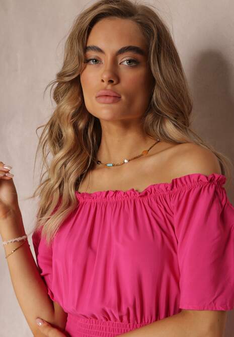 Różowa Sukienka Maxi Hiszpanka z Wiskozy Millore