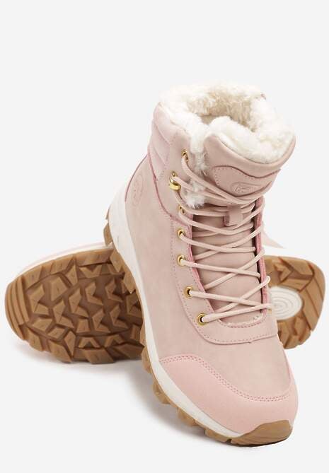 Różowe Botki Trekkingowe na Platformie ze Sznurowaniem Labrinna