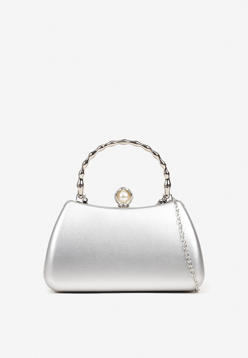 Srebrna Torebka Kopertówka Ozdobiona Perełką Fesaila