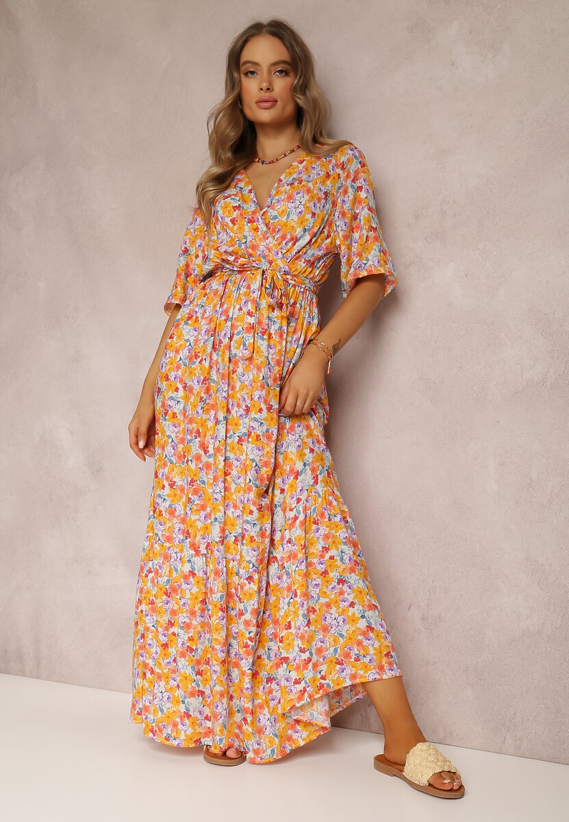 Pomarańczowo-Biała Sukienka Pheliphae