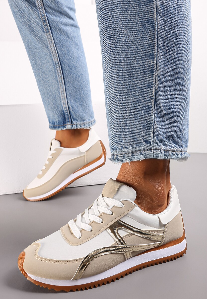 Złote Sneakersy przed Kostkę z Sznurowaniem Virani