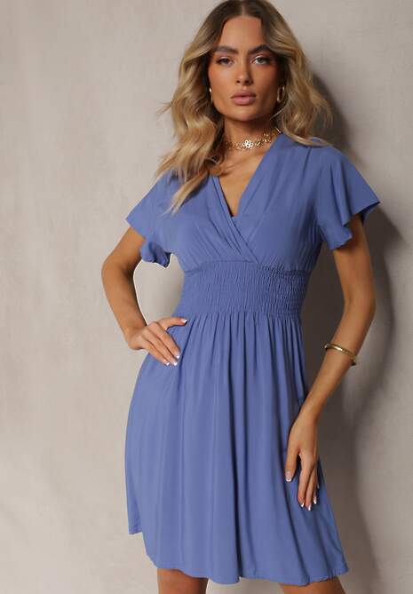 Granatowa Sukienka z Wiskozy Jadith