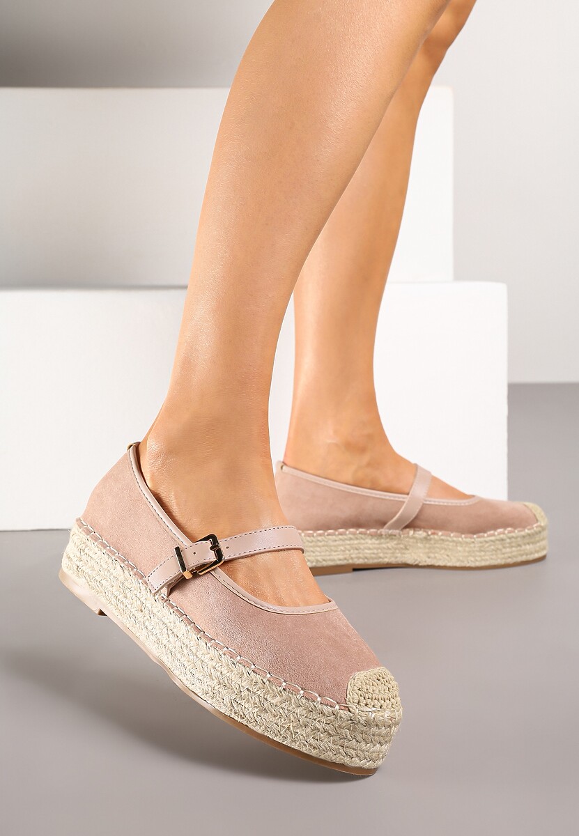 Niebieskie Espadryle z Plecionką i Paskiem Fevolise