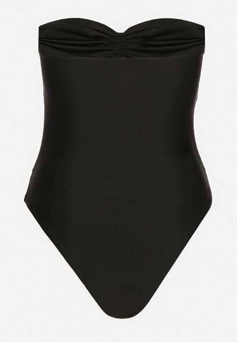 Czarny Strój Kąpielowy Jednoczęściowy z Usztywnionymi Miseczkami Kwiatami 3D i Wycięciami Irisfay