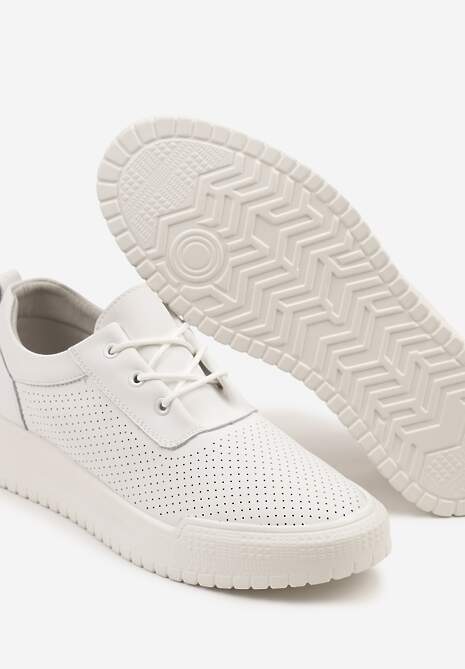 Białe Skórzane Sneakersy Ozdobione Perforacją Sorivna