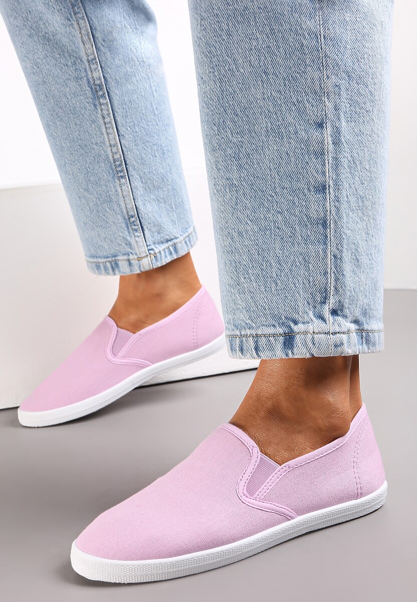 Fioletowe Materiałowe Tenisówki na Elastycznej Podeszwie Aishani