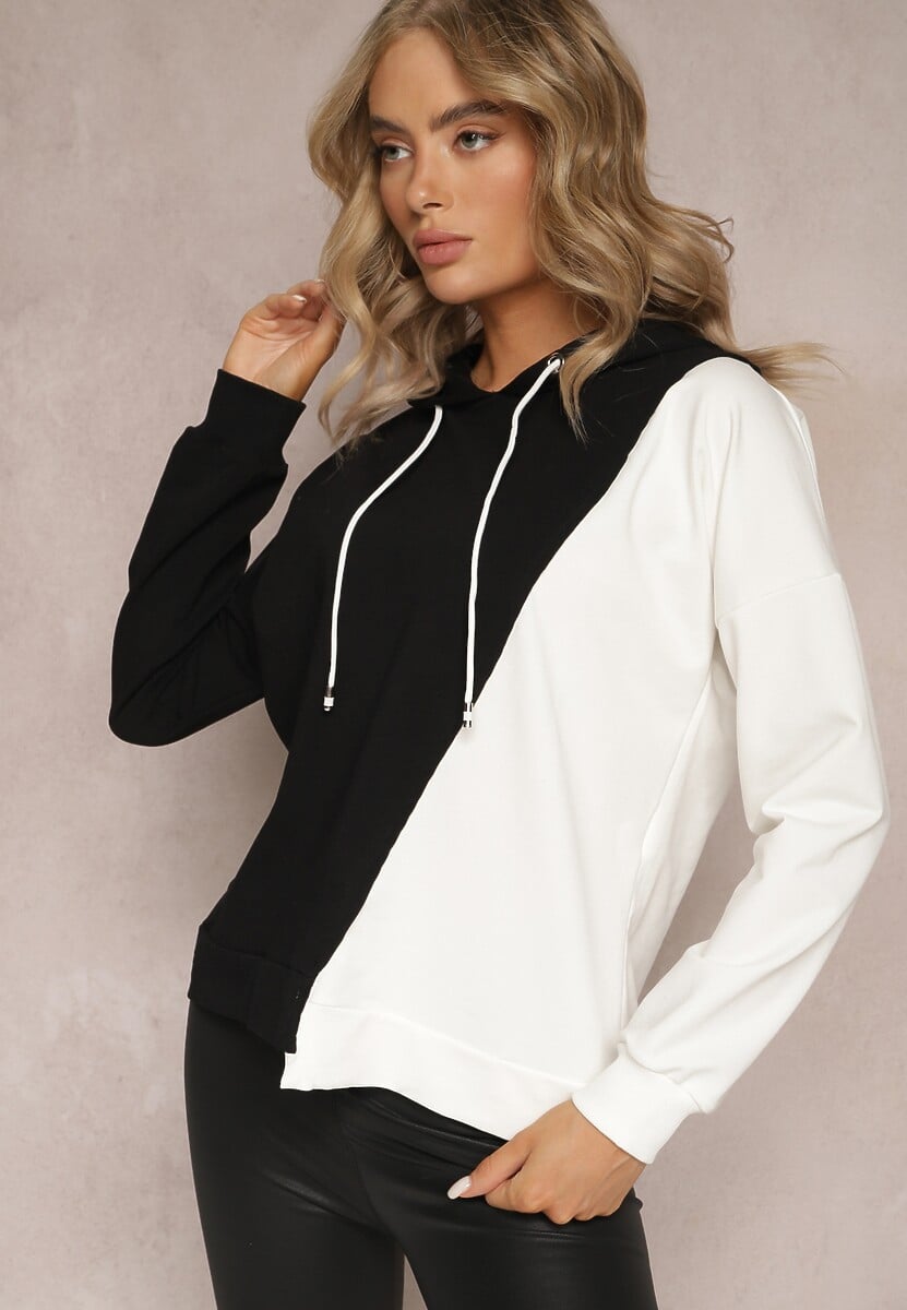 Beżowa Bawełniana Bluza z Kapturem i Ściągaczami Ardente