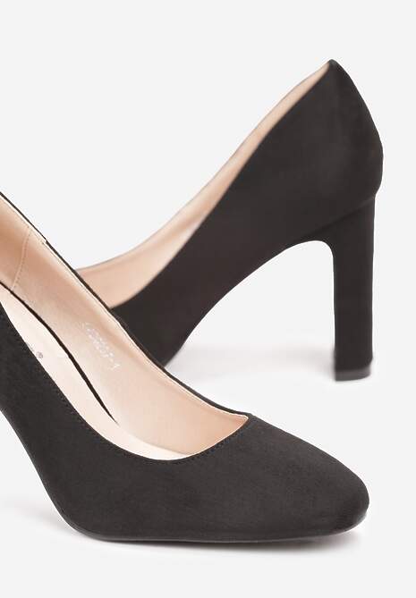 Czarne Wysokie Czółenka na Słupku z Kwadratowym Noskiem Cynalline