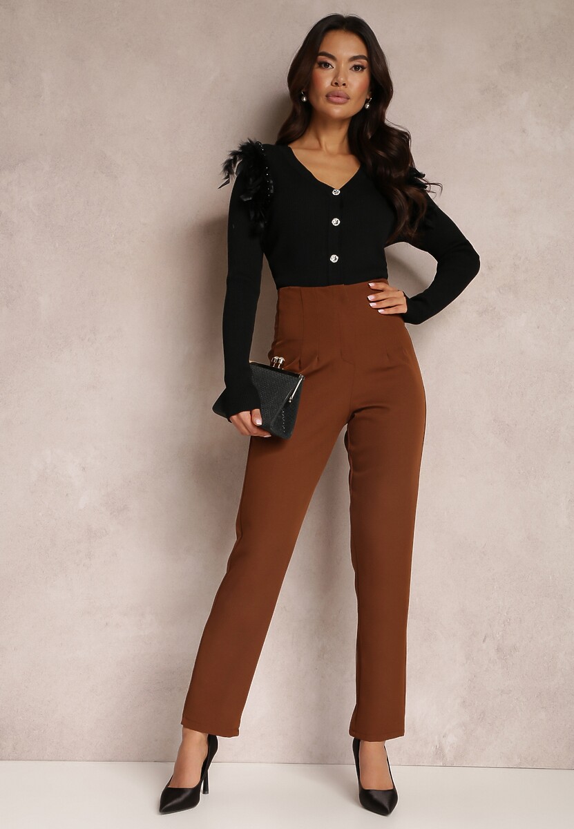 Czarny Kardigan z Piórami i Perłami Josha