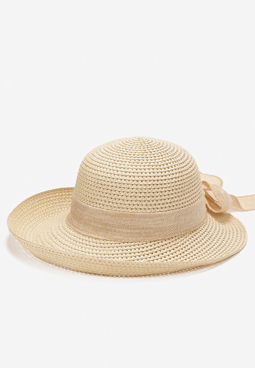 Jasnobeżowy Kapelusz Słomiany z Ozdobą Kokardą Sagelia