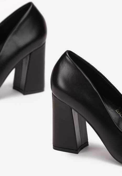 Czarne Czółenka na Słupku ze Szpiczastym Noskiem Avemene