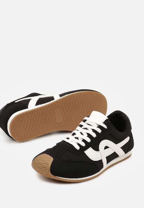 Czarne Sneakersy z Geometrycznym Wzorem Arnenta