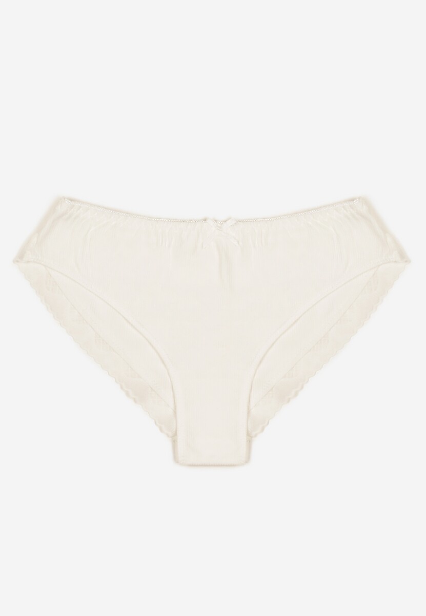 Beżowe Bawełniane Majtki z Kokardą i Koronką Tamielis