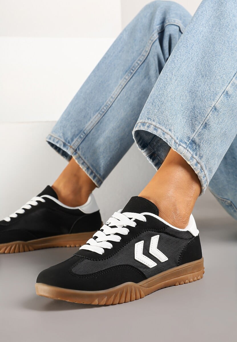 Czarne Sneakersy Typu Kultowe Tenisówki Zdobione Przeszyciami Naporae