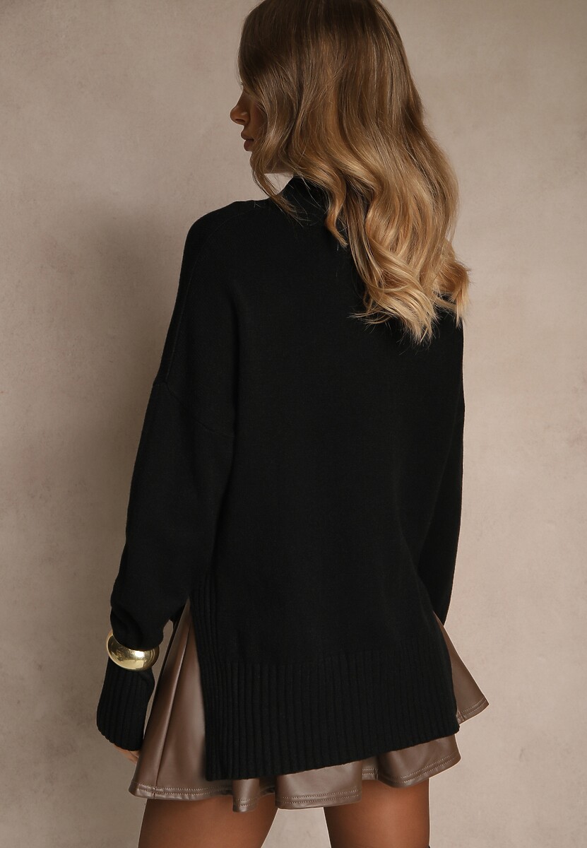 Czarny Gładki Golf Casual Ralloria