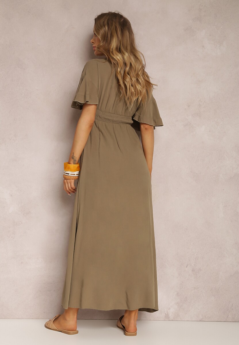 Ciemnozielona Sukienka z Wiskozy Phaeniore