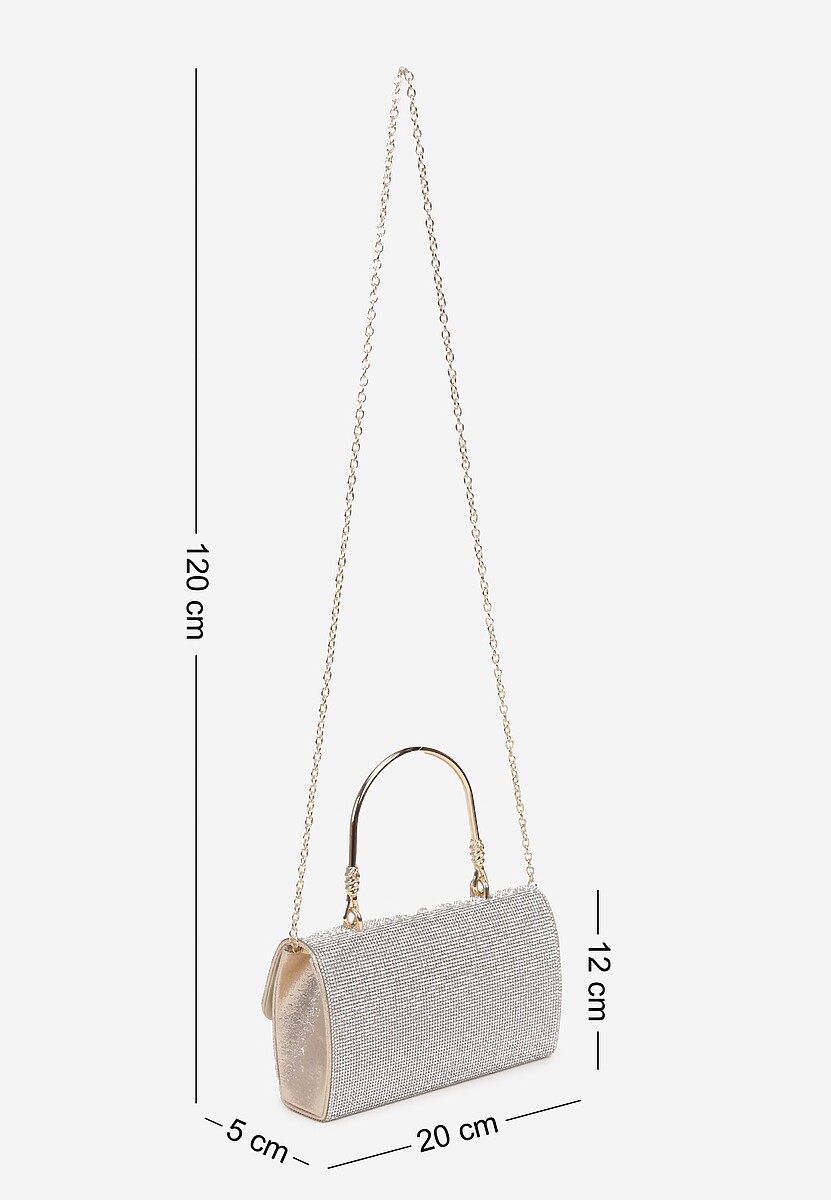 Srebrno-Złota Mała Torebka z Rączką i Łańcuszkiem na Magnes z Cyrkoniami Fanatia