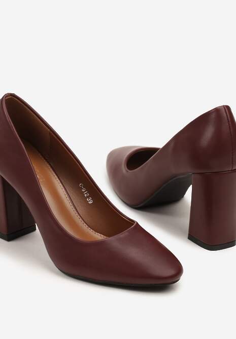 Bordowe Klasyczne Czółenka na Słupku Tularisa