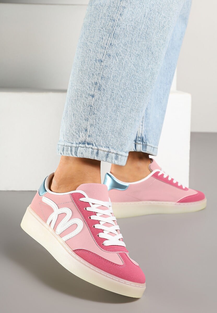 Różowe Sneakersy Kultowe Tenisówki Zdobione Abstrakcyjną Aplikacją Fendiva