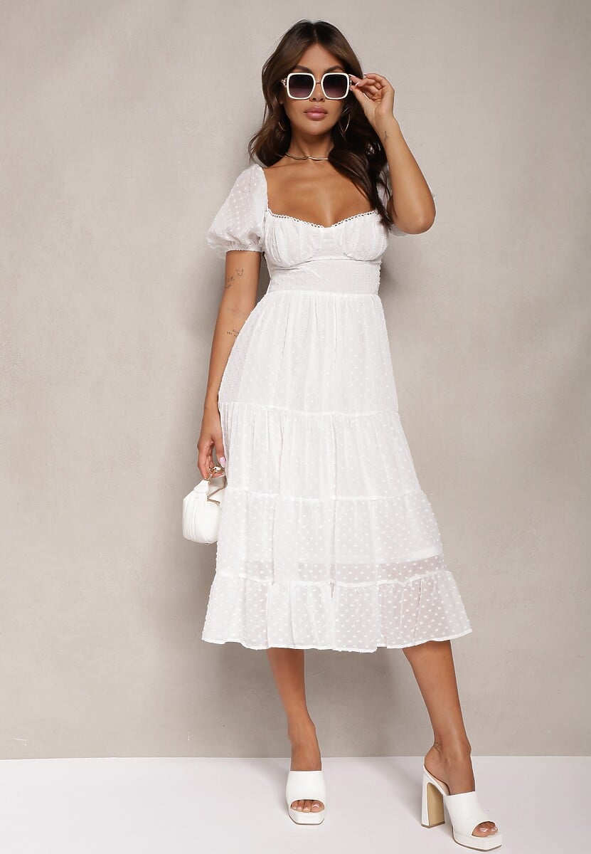 Biała Sukienka z Odkrytymi Plecami Nephia