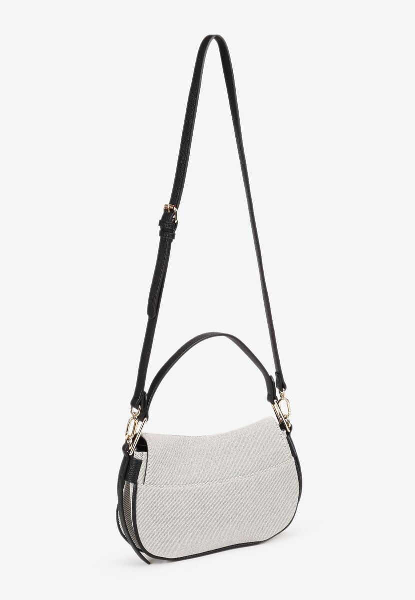 Czarna Torebka z Paskiem i Rączką Zapinana na Klapę Zolnelis