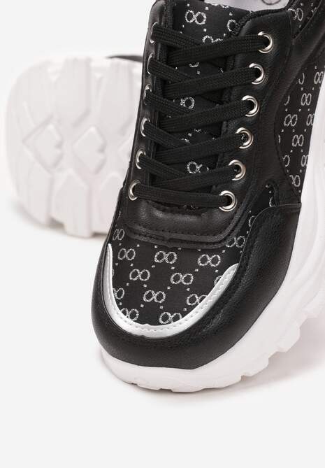 Czarne Sneakersy z Metaliczną Nitką na Grubej Podeszwie Melimeda