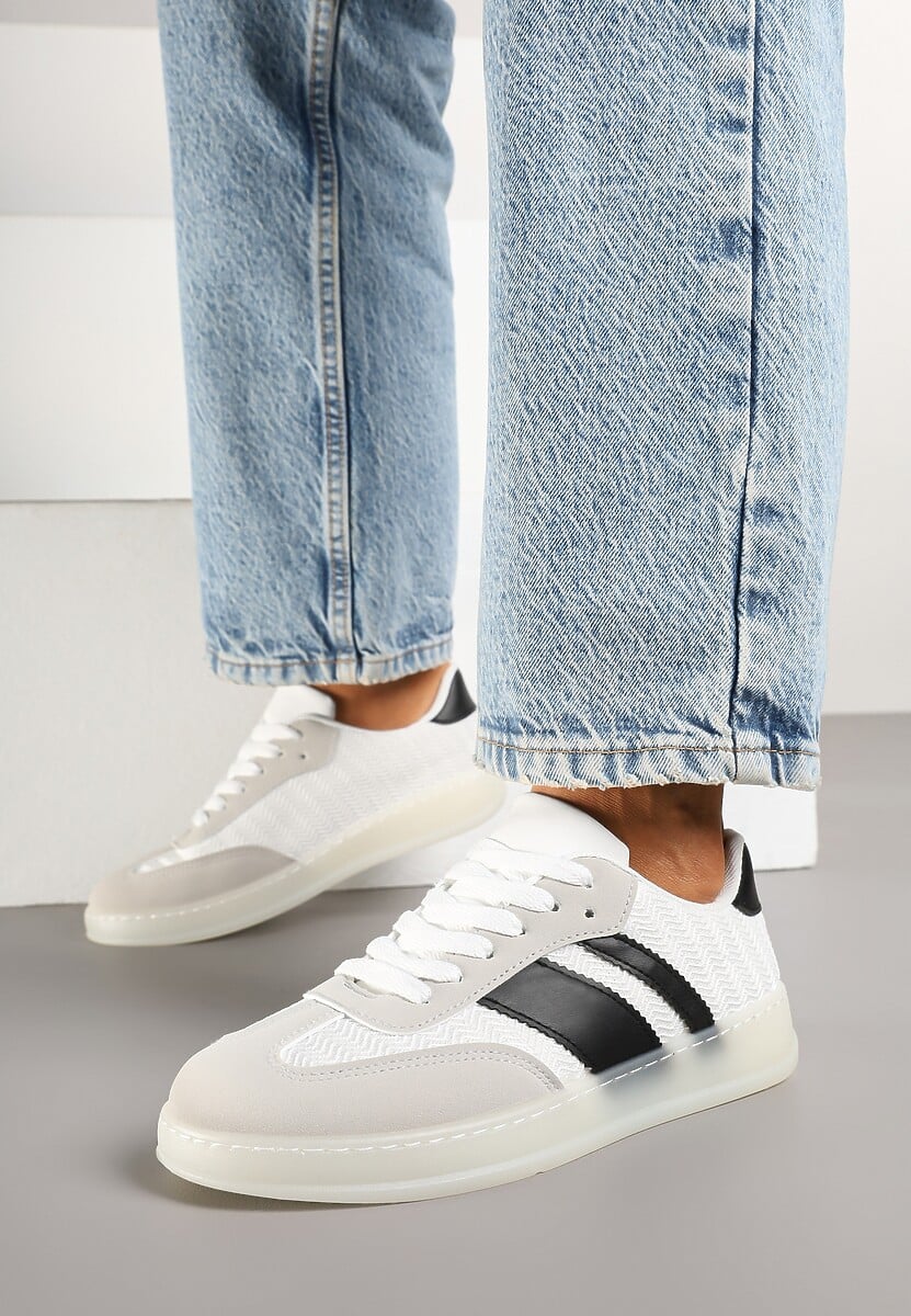 Białe Klasyczne Sneakersy Tenisówki na Półprzezroczystej Podeszwie Niniel