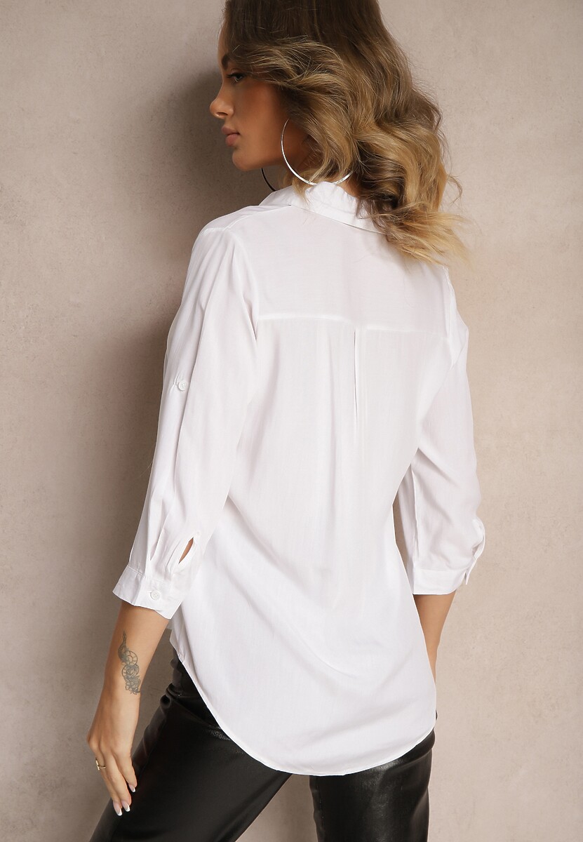 Biała Koszula z Połączenia Bawełny i Wiskozy Celriva