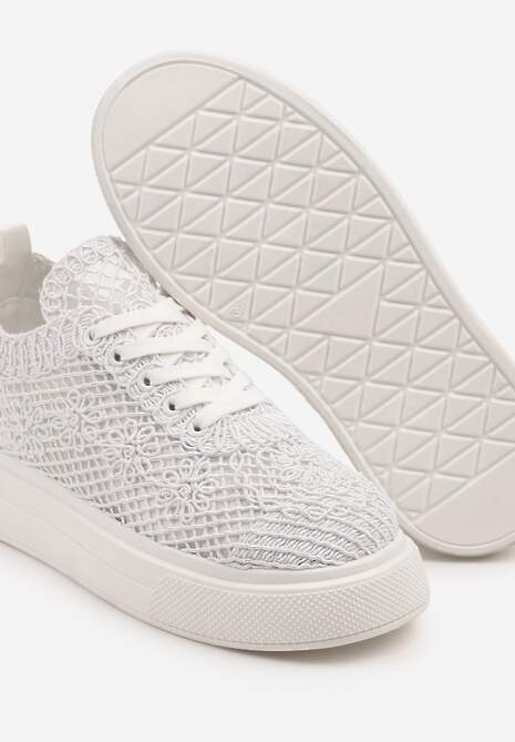 Białe Siateczkowe Sneakersy Typu Tenisówki Sunalie