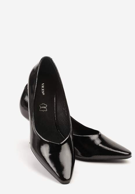 Czarne Eleganckie Czółenka Vices na Klepsydrze ze Skórzaną Wkładką Dedvire
