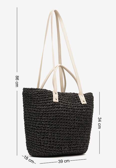 Czarna Torebka z Plecionki z Dodatkową Kieszonką z Ekoskóry Cosina