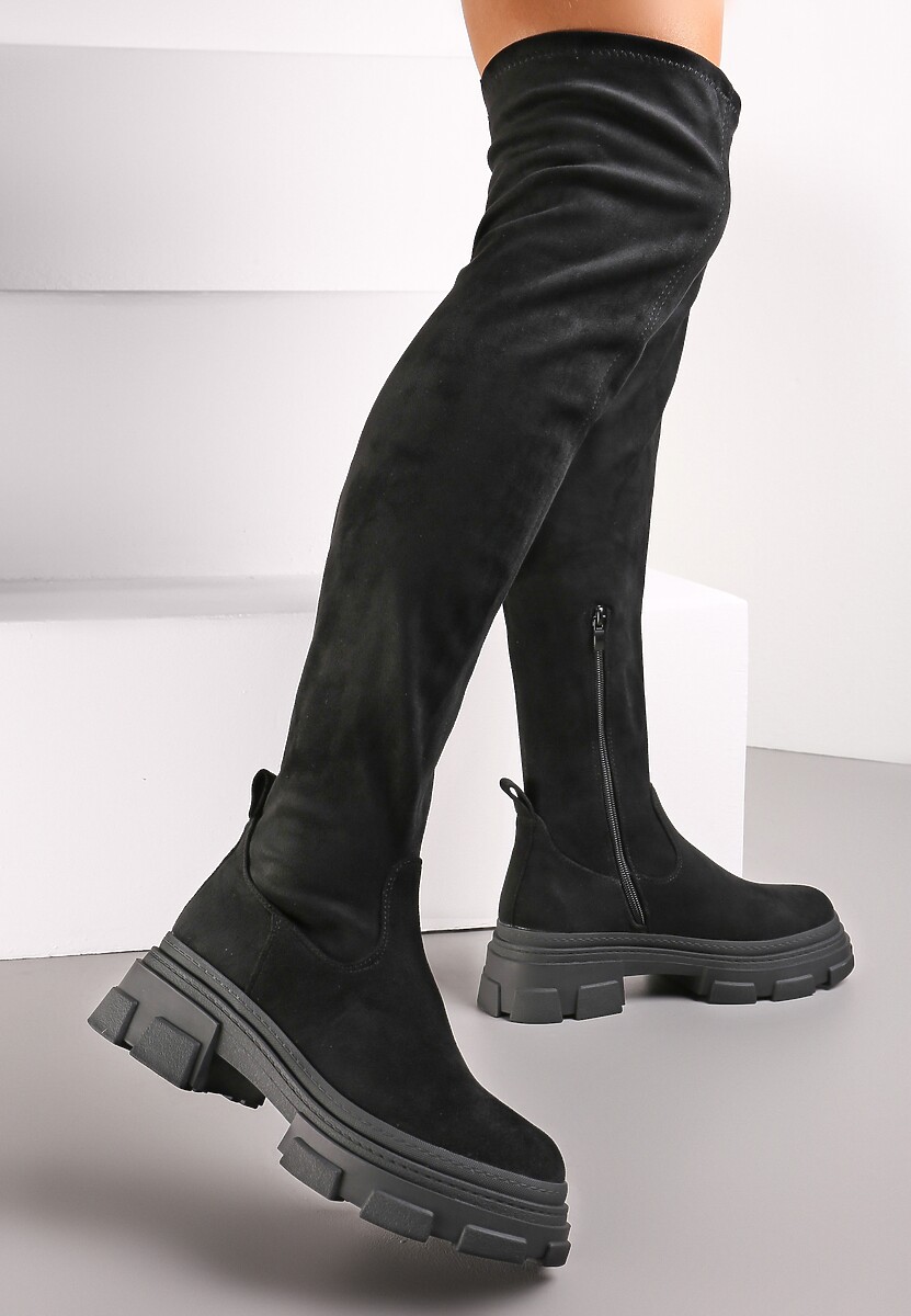 Czarne Kozaki na Grubej Podeszwie za Kolano Nimva