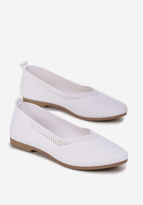 Białe Płaskie Balerinki Plecione z Ozdobnymi Wycięciami Daniya