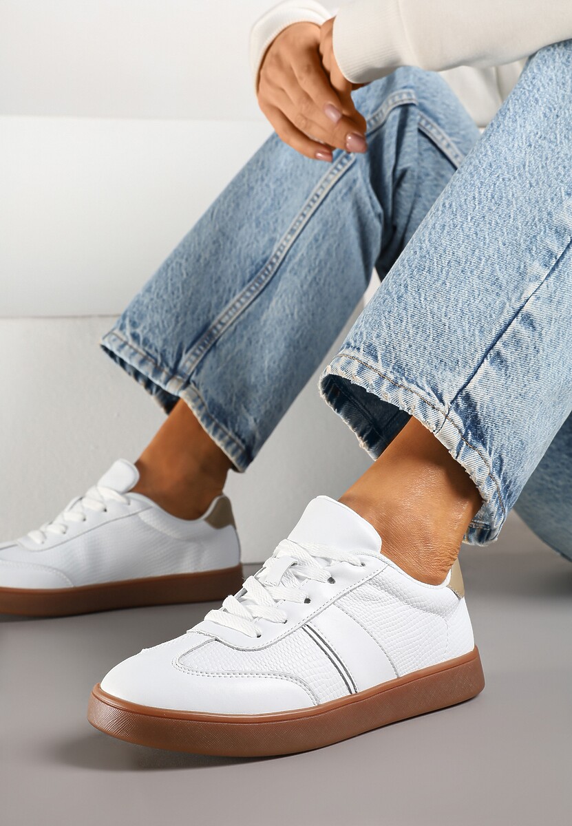 Białe Sneakersy ze Skóry Naturalnej z Przeszyciami Tilliossa