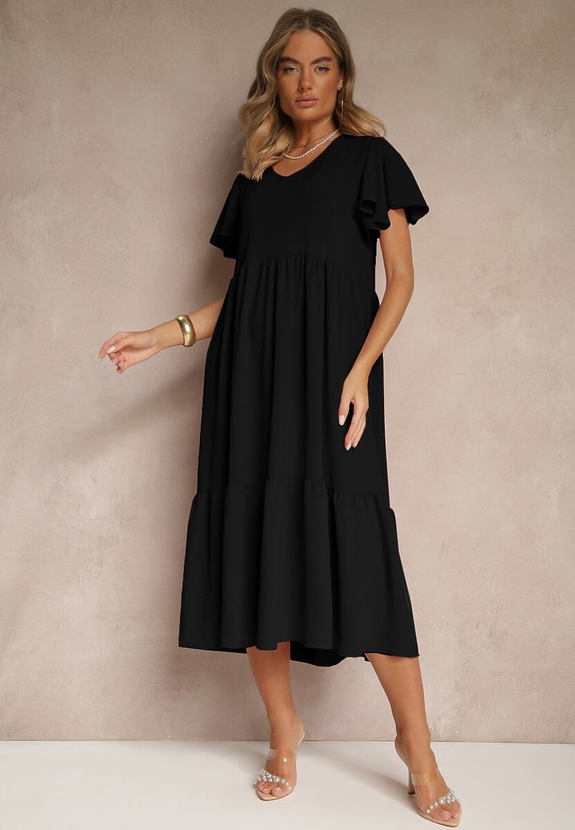 Różowa Rozkloszowana Sukienka z Wiskozą w Casualowym Stylu Filarenna