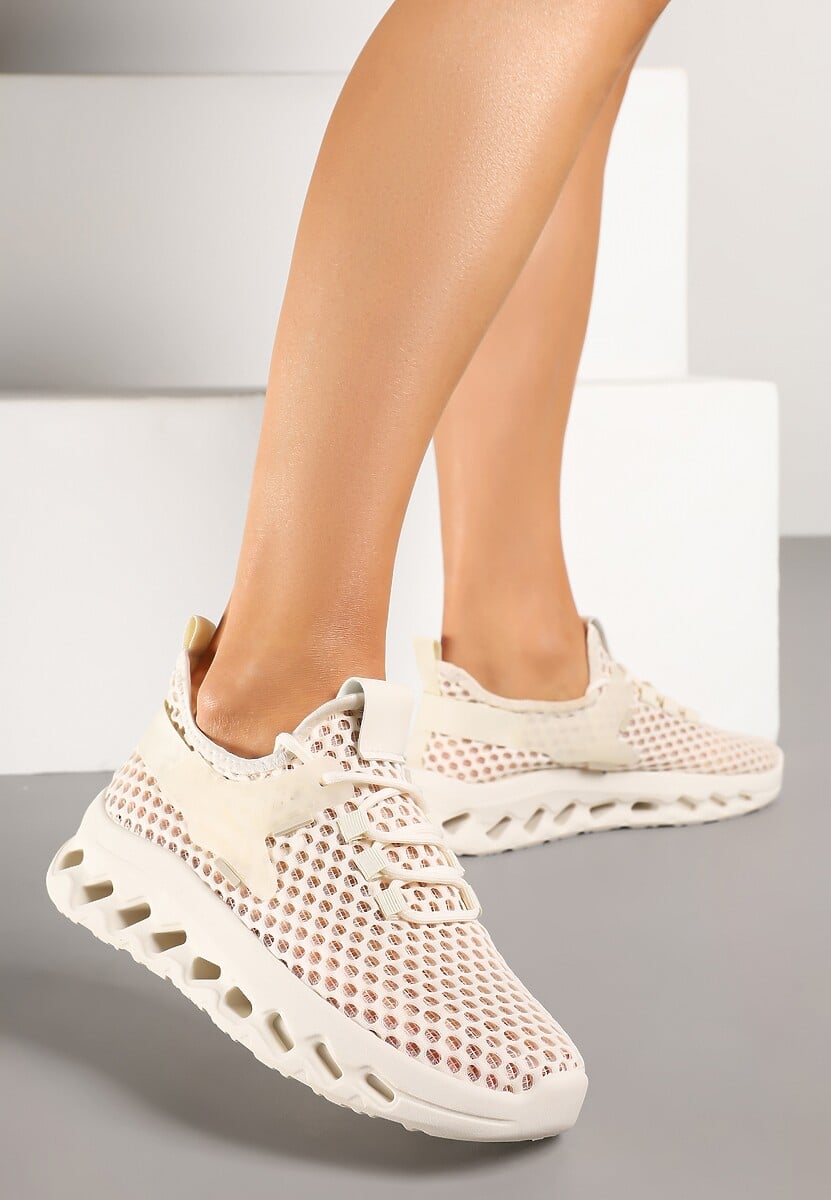 Fuksjowe Buty Sportowe Sneakersy Siateczkowe na Tłoczonej Platformie Lurilia